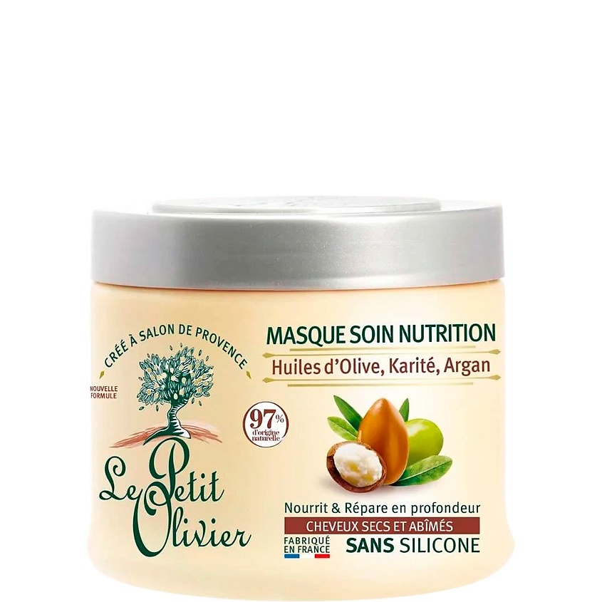 LE PETIT OLIVIER Крем-маска для сухих и поврежденных волос на основе 3-х масел Olive, Shea & Argan Oils Nutrition Mask – фото 2