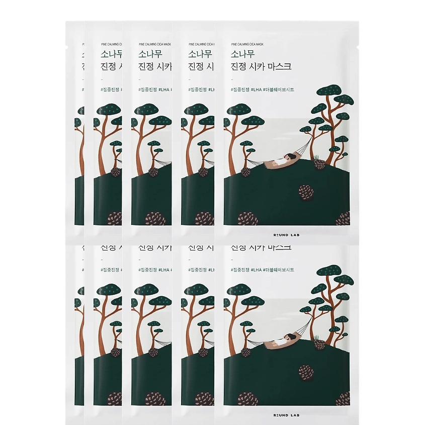 ROUND LAB Успокаивающая маска с экстрактами сосны и центеллы Pine Calming Cica Mask Sheet – фото 1