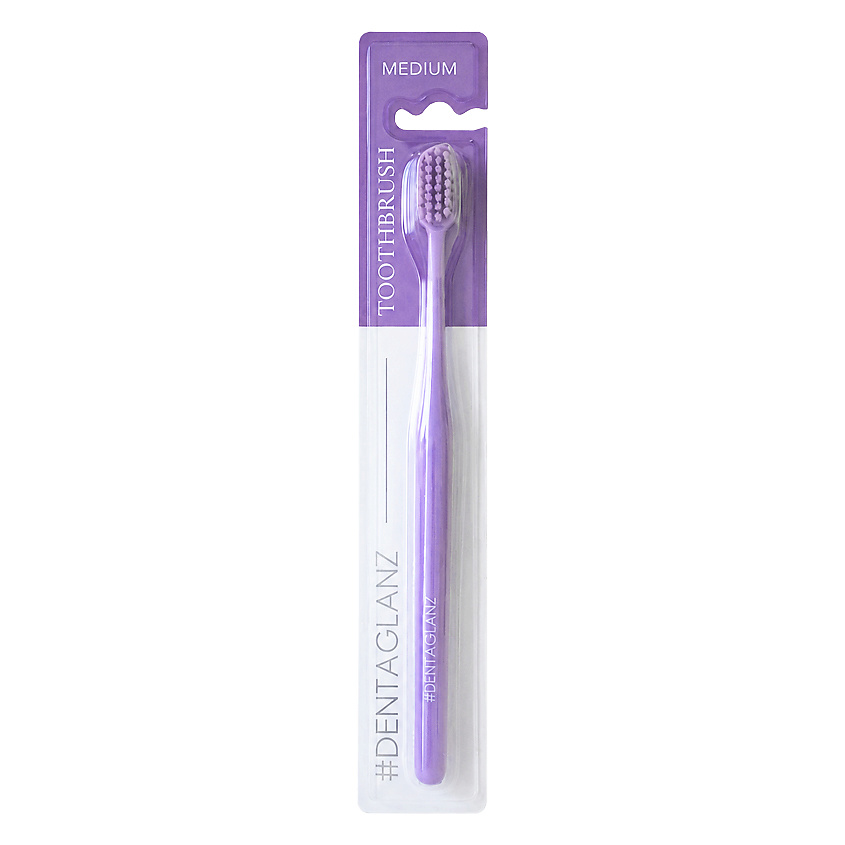 #DENTAGLANZ Зубная щетка, фиолетовая, средней жесткости Toothbrush Purple Medium – фото 2