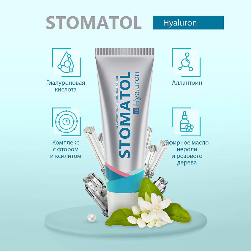STOMATOL Зубная паста Hyaluron увлажняющая для устранения сухости в полости рта – фото 2
