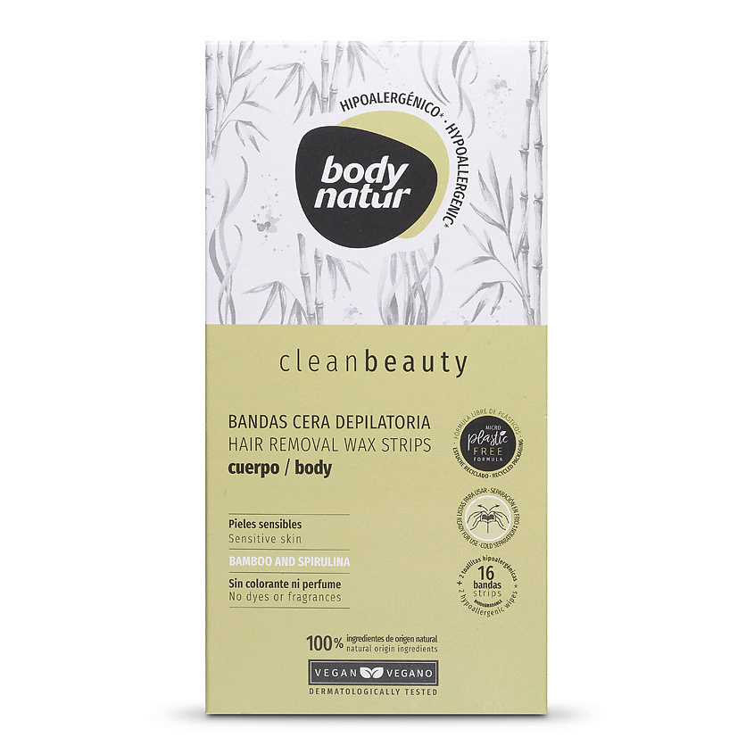 BODY NATUR Восковые полоски для депиляции для чувствительной кожи Cleanbeauty Wax Strips Hair Removal Body – фото 1
